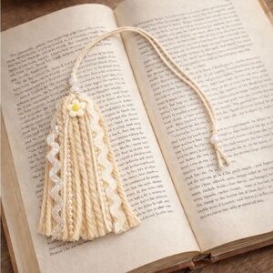 White & Cream Tassel Bookmark